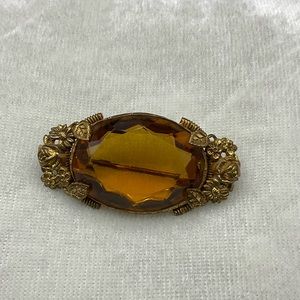 Beautiful amber glass color antique brooch